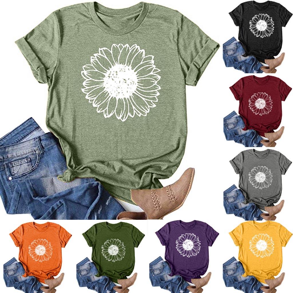 

Women Casual Printing Short Sleeves Loose T-Shirt Blouse Tops