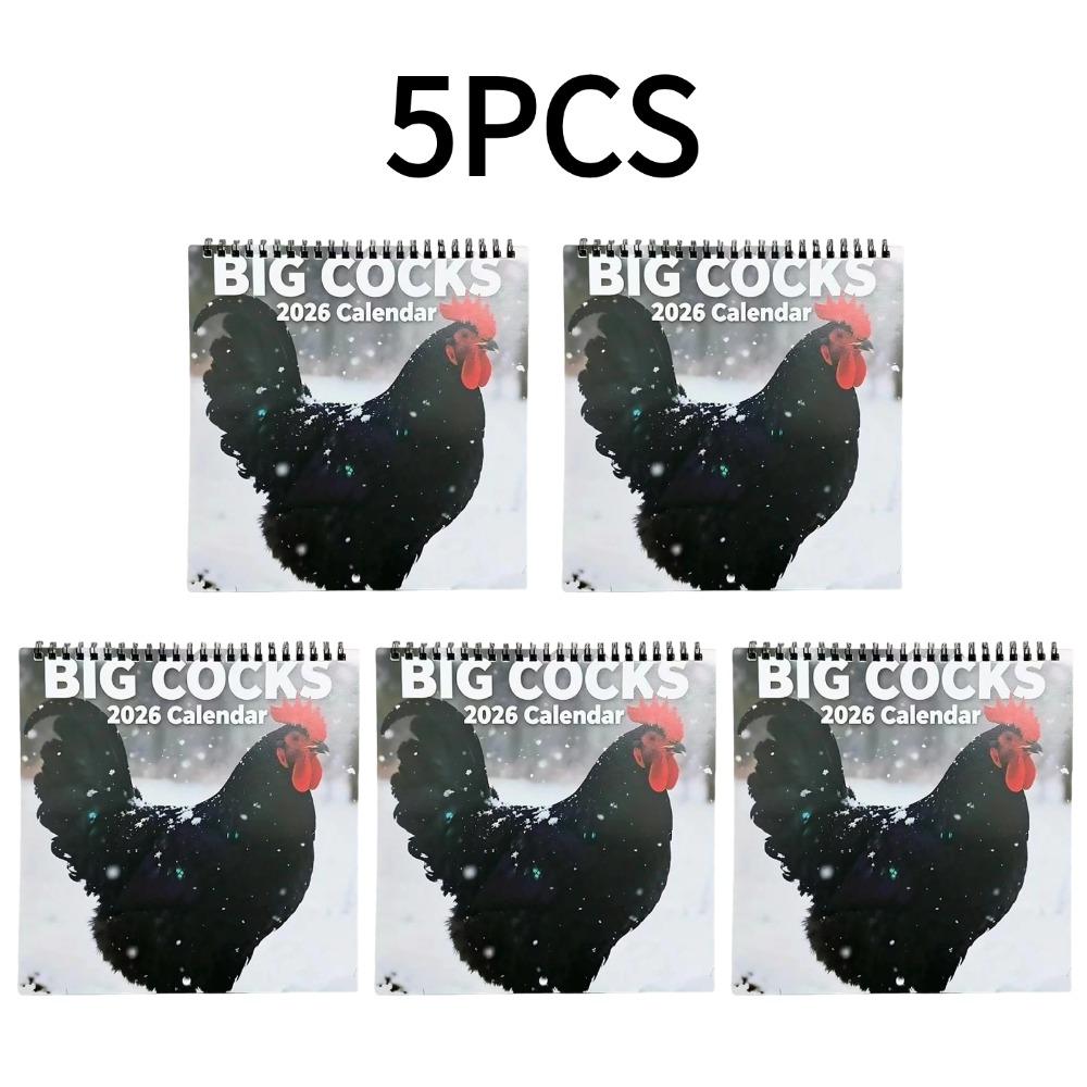 1/3/5Pcs 2026 Fun Rooster Calendar Chicken Illustration Wall Calendar For Home Decor Office Planning Accessory