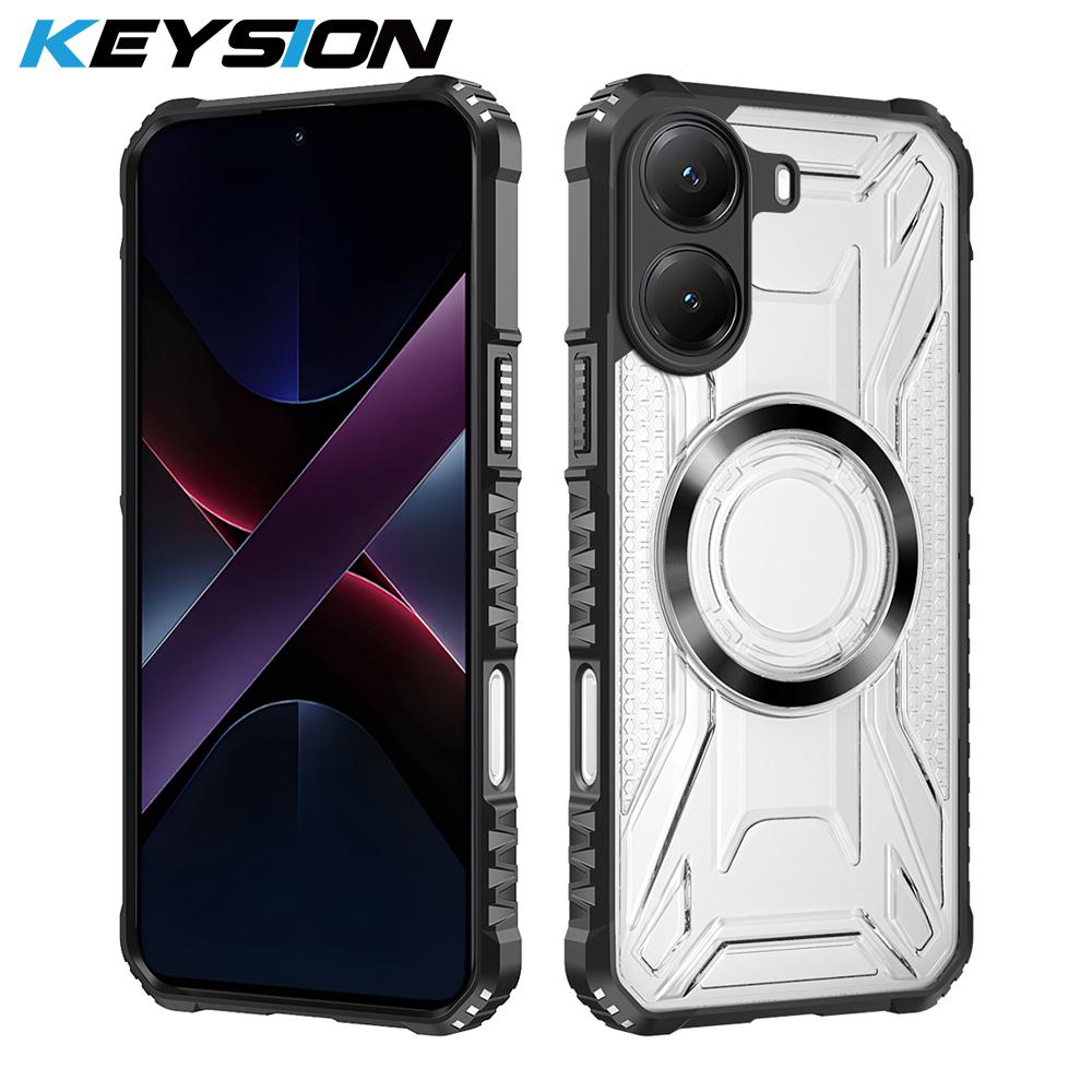 

KEYSION Прозрачный магнитный чехол для Xiaomi POCO X7 Pro 5G Мягкий силикон+ПК Сверхпрочный противоударный чехол для телефона для Redmi Turbo 4 for POCO X7 Pro чёрный