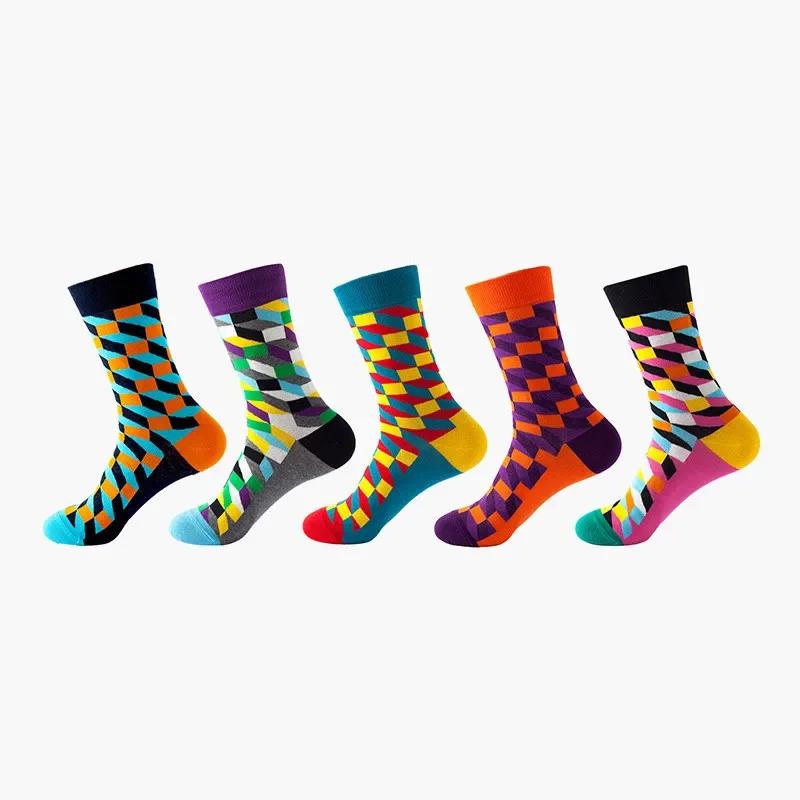 36 Styles Men's Cotton Dress Socks Bulk Pack - 5-Pair Trendy Funny Casual Socks Gift Set for  & Dropshipping