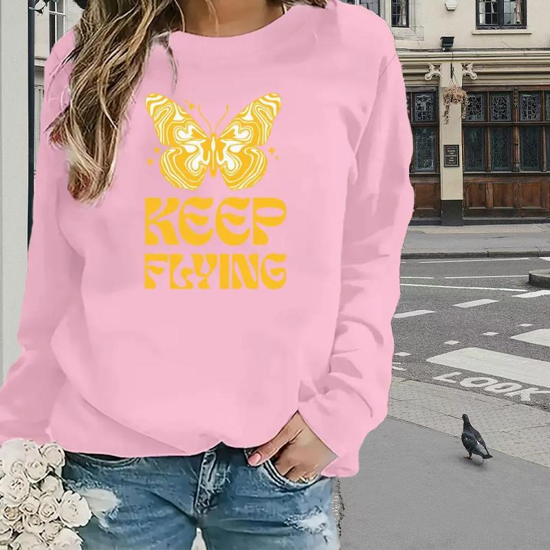 Топы для женщин с принтом бабочек и надписей — фото 5