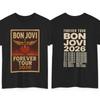 2026 Sommer Oneck Unisex Damen Y2k Rockband Grafik Kurzarm T-Shirt Bon Jovi Forever Tour Baumwolle Unisex Hemd Fan Geschenk