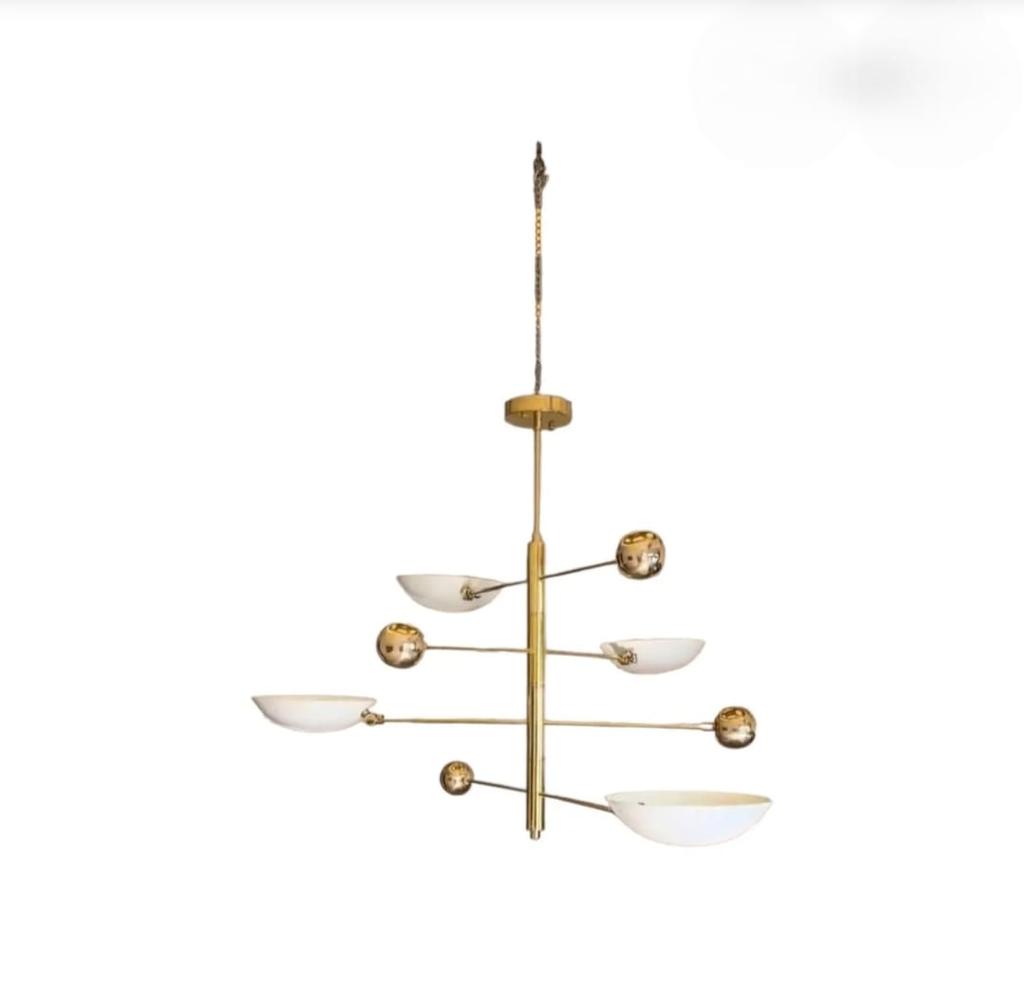 Mid Century Modern Sputnik Kronleuchter 4-flammige Messing Pendelleuchte Semi-Aufbau Deckenleuchte Handgefertigt Heimbeleuchtung Dekor Geschenk