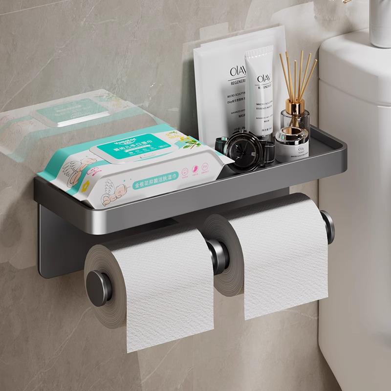 Toilet Paper Holder: No-Punch Roll Hanger - Sanitary Paper Storage Box for Bathroom