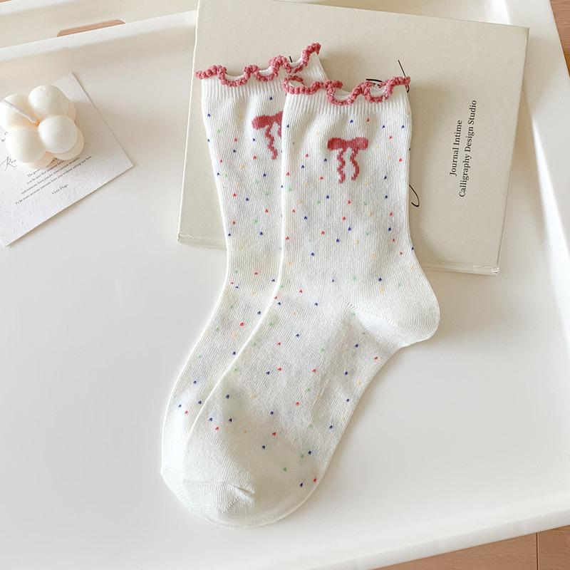 

Женский весенне-летний стиль Все завязки бантиком Кружево Впитывает пот Дезодорант В носке-трубе Носки-гольфы 1 pair фиолетовый