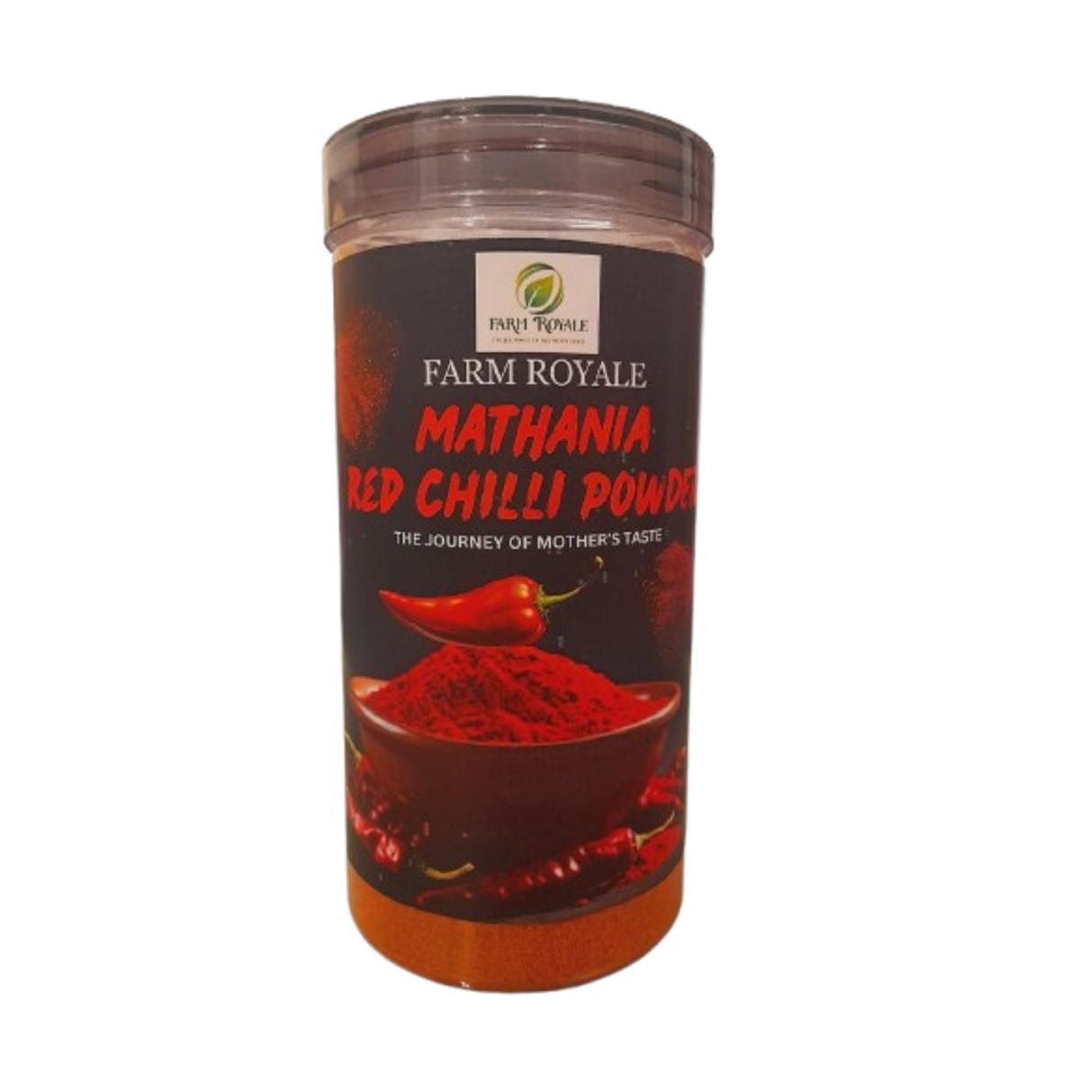 Farm Royale Mathania Red Chilli Powder 500g | Lal Mirch Powder | Rich Color Medium Heat | Natural & Farm Fresh