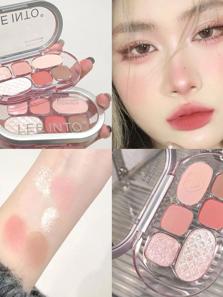 Leeinto Atmosphere-Enhancing Six-Color Eyeshadow Palette Earthy Rose Pink Blue Cool Ice Transparent Student Blush Pure Desire