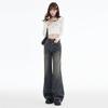 Cement Gray High-Waisted Wide-Leg Women's Jeans - 2025 Spring/Autumn Collection with Versatile Drape Design