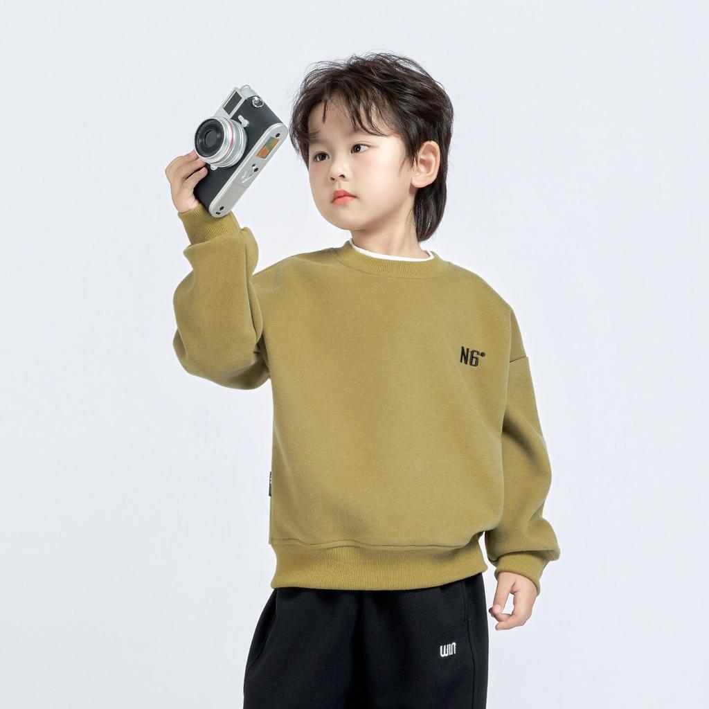 2025 Autumn Stylish Boys' Layered Two-Piece Spliced Sweatshirt T-Shirt, Long Sleeve Casual Top