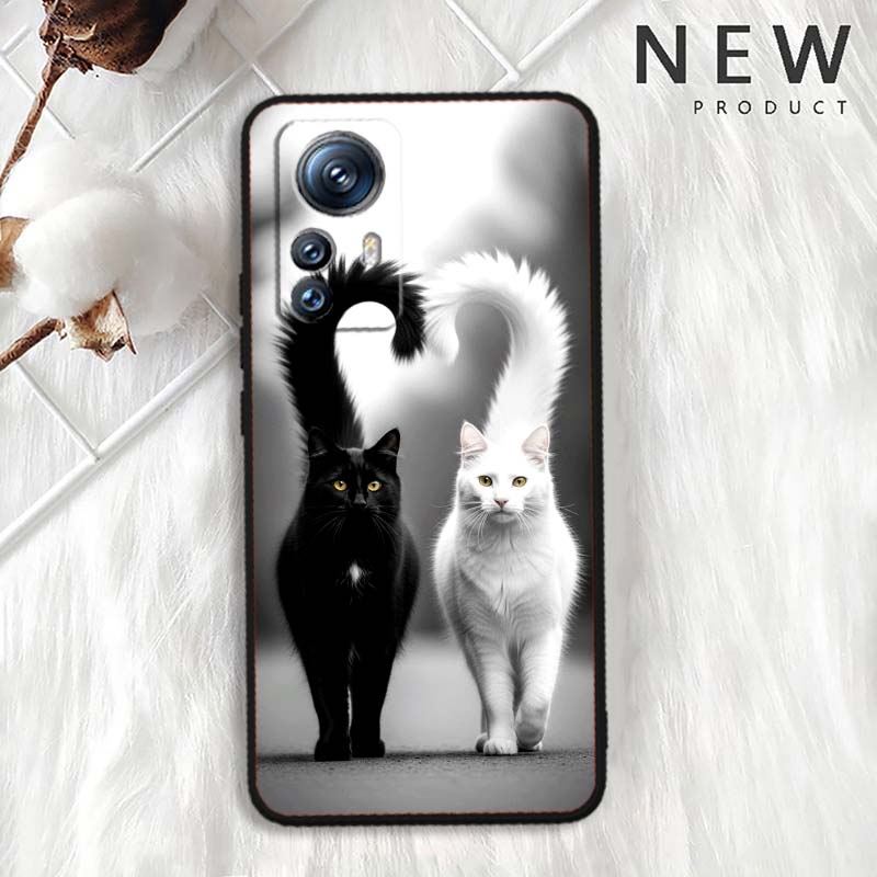 Anime Cartoon Katze Illustration Handyhülle Für Xiaomi Mi 15 14 13 13T 12 12T 12S 11 11i 11T Pro Ultra Lite 5G Schwarz Weich
