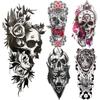 1 PC 210*114MM  Mermaid Temporary Tattoo For Women Men Realistic Fox Lion Flower Tattoos Sticker Back Arm Disposable Death Skull Fake Tatoo
