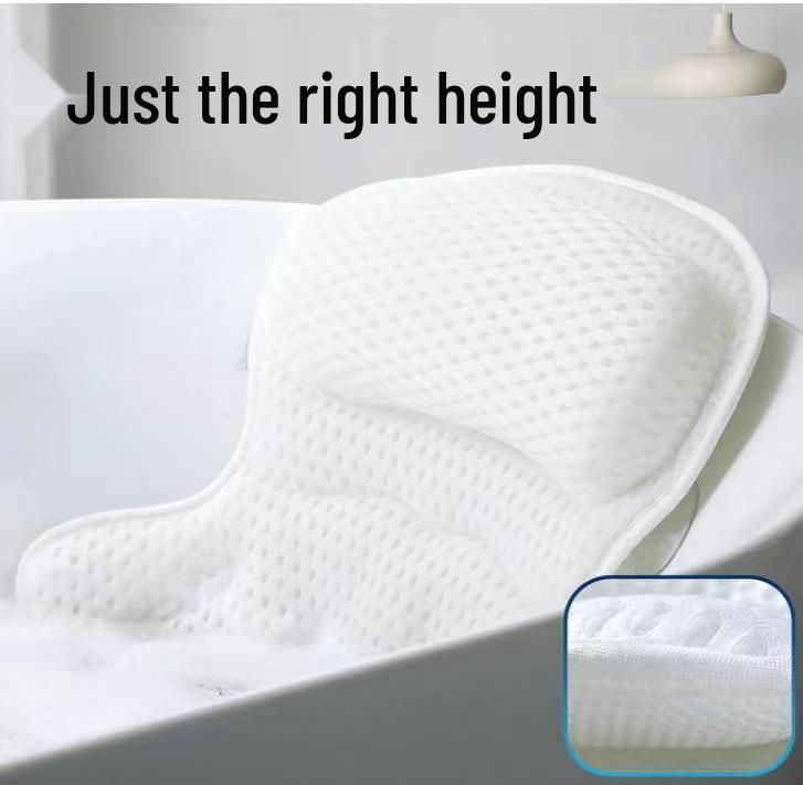 Machine Washable 4D Mesh Bathtub Pillow with Suction Cups
