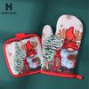 1 Set Christmas Oven Gloves Santa Claus Snowman Bell Pattern Insulated Gloves Decorative Gift Home Kitchen Christmas Decoration