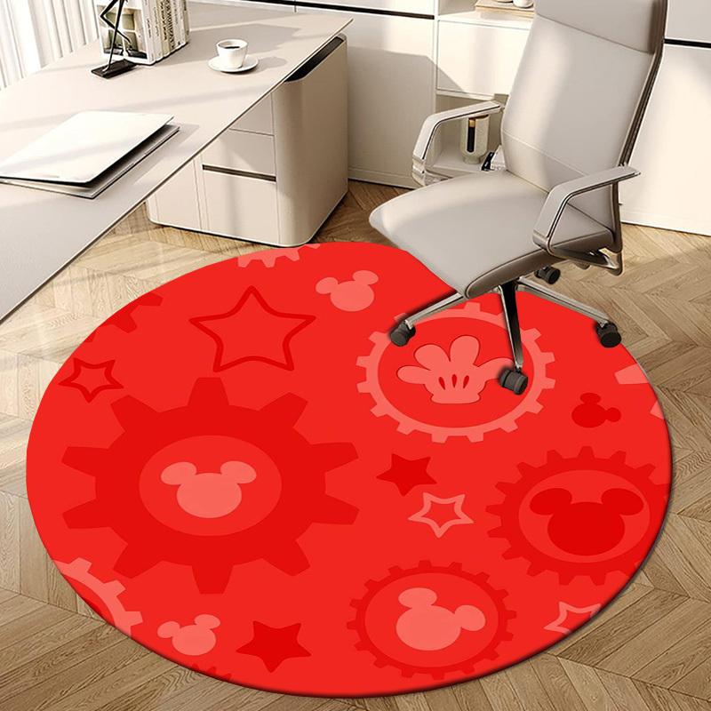 1pc Mickey Mouse gears and stars design. Round carpet, Made of Polyester,Perfect for Decorating Office Chairs, Living Rooms,fplt025