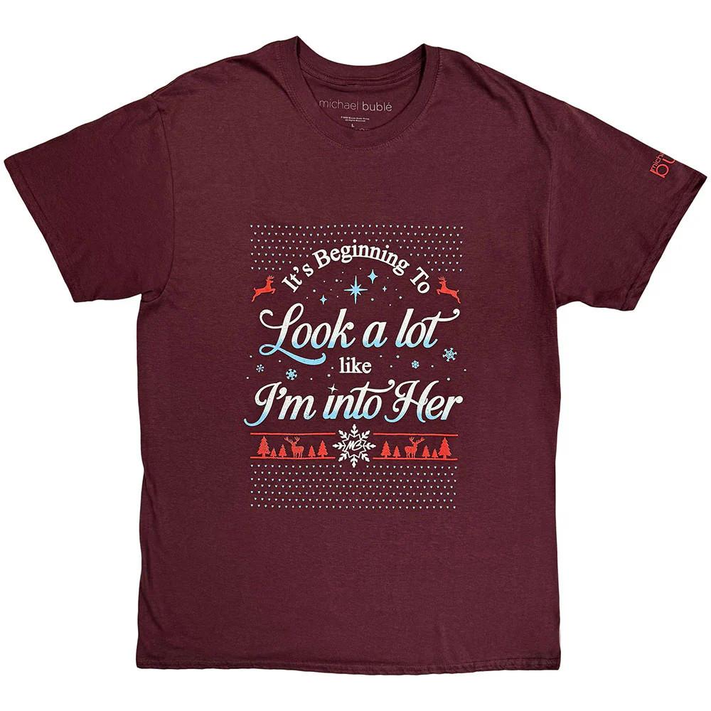 Michael Buble T-Shirt: Into Her (Maroon Red) OFFICIAL NEW XXXXL