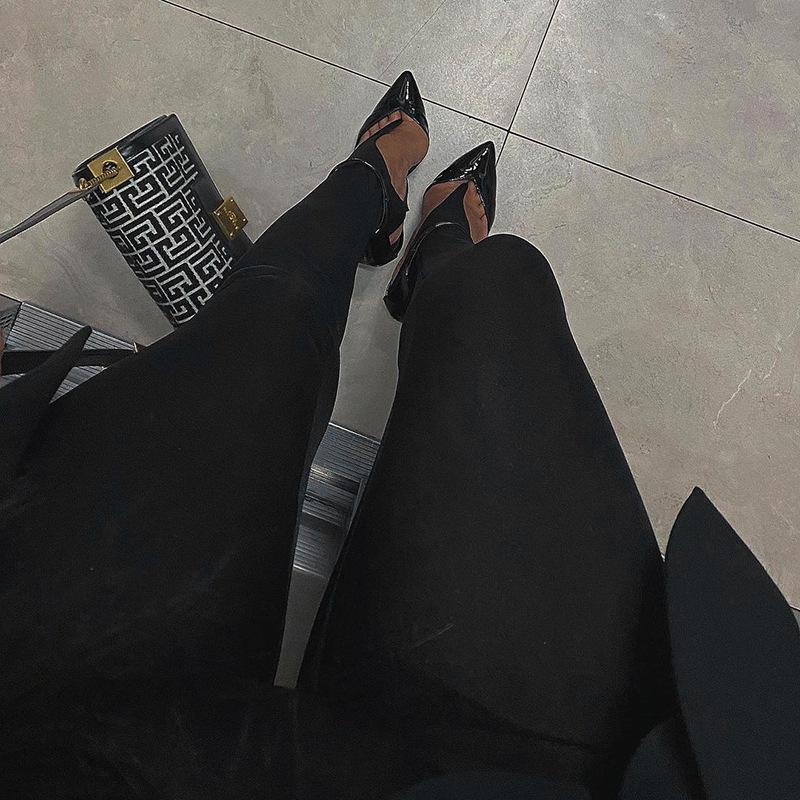 High Waist Gray/Black Stirrup Leggings - Slimming Elastic Pants for Women