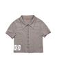 Baitalssain [Line] Line Button Crop T-Shirt (Gray)