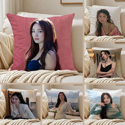 Song Hye-kyo Kissenbezug Sofa und Wohnzimmer Dekorative Kissenbezüge Staubdicht und Milbendicht Unsichtbarer Reißverschluss