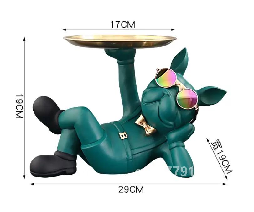 Bulldog Animal Figurines,Home Decoration Accessories,Table Ornaments,Storage Tray,Dog Model Statue,Sculpture Living Room Decor