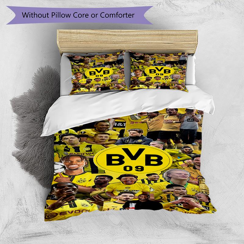 3-teiliges Bettbezug-Set (1 * Bettbezug + 2 * Kissenbezug, ohne Kern), Borussia Dortmund Print Bettwäsche-Set, Schlafzimmer-Dekoration, Ganzjahres, Geburtstagsgeschenk