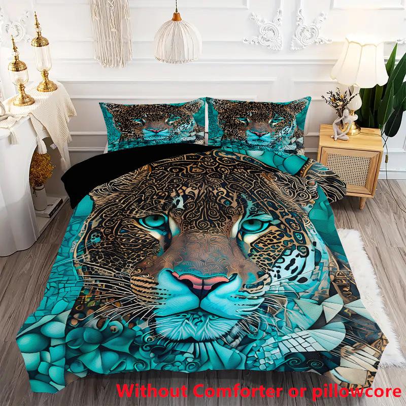 

Three-Piece Set Of Colorful Tiger Head Digital Printing 3D Quilt Cover, Bedding Home Textile Three-Piece Set 135 * 200cm 50 * 80cm * 1 two-piece set