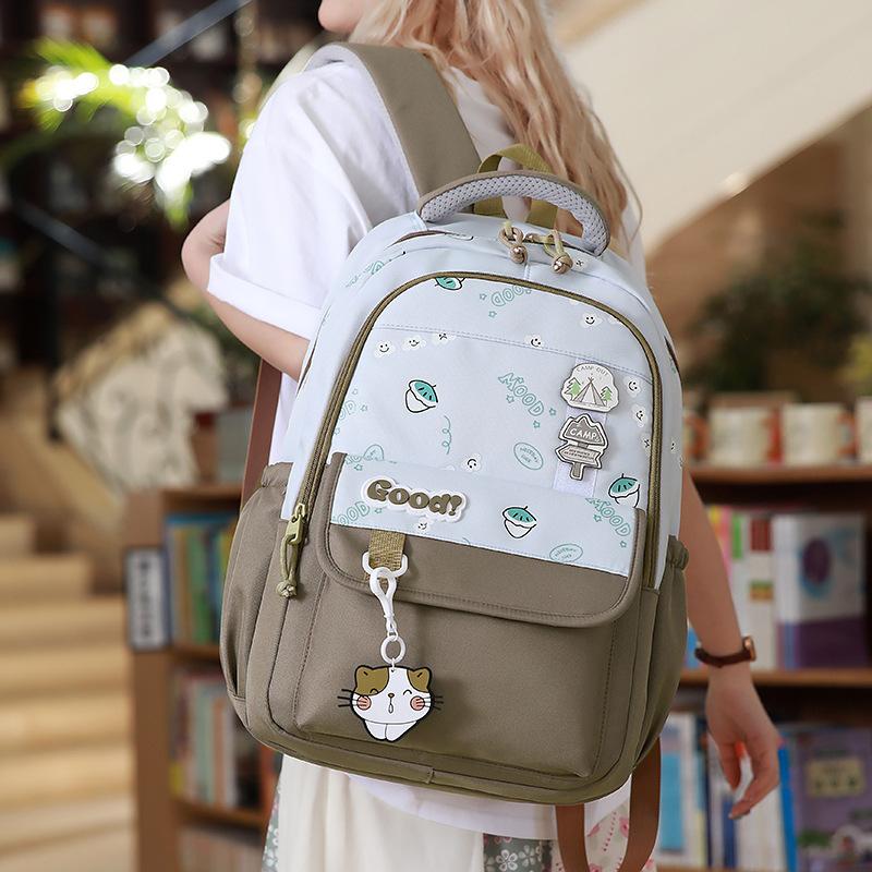 School bag for girls, new models for primary school students to reduce the burden, junior high school school bag, large-capacity backpack