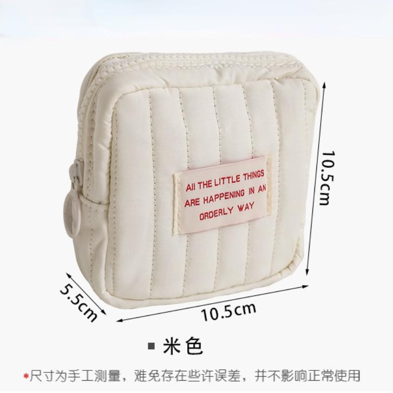 

Портативная маленькая многослойная косметичка для путешествий, сумка для хранения мелочей, гигиенических прокладок, мини-сумочки для помады для выхода в свет бежевый