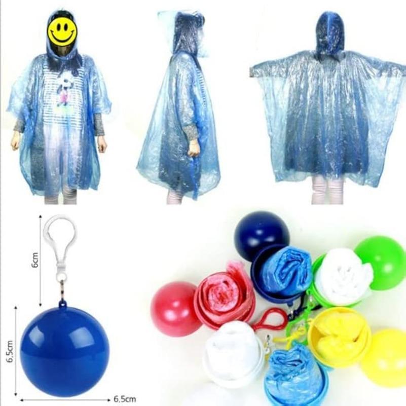 Compact Keychain Rain Poncho Ball Disposable Waterproof Cloak for Adults Mini Hook Design
