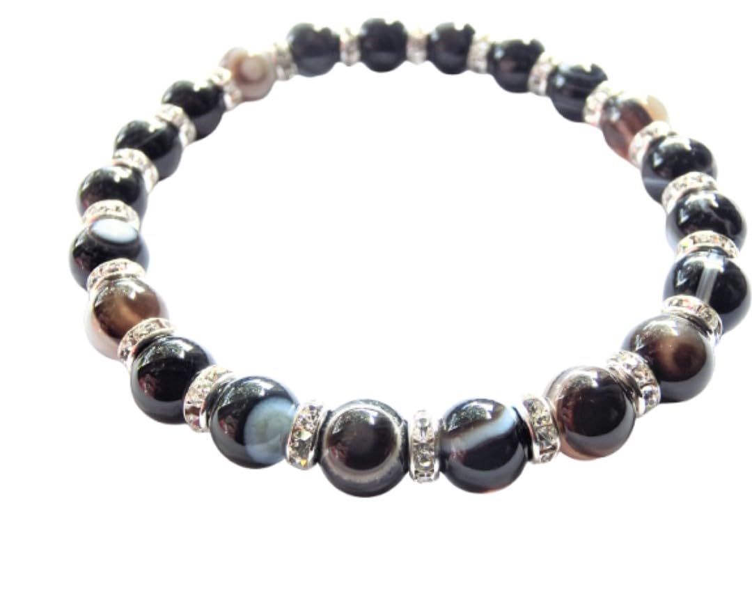 

Kanaishi for Unlucky Powerful Eye Tibetan Eye Power Stone Silver AAA Size 15cm for Slim [Amulet Years! Protection] God s Bracelet, 8mm, Bracelet, чорний