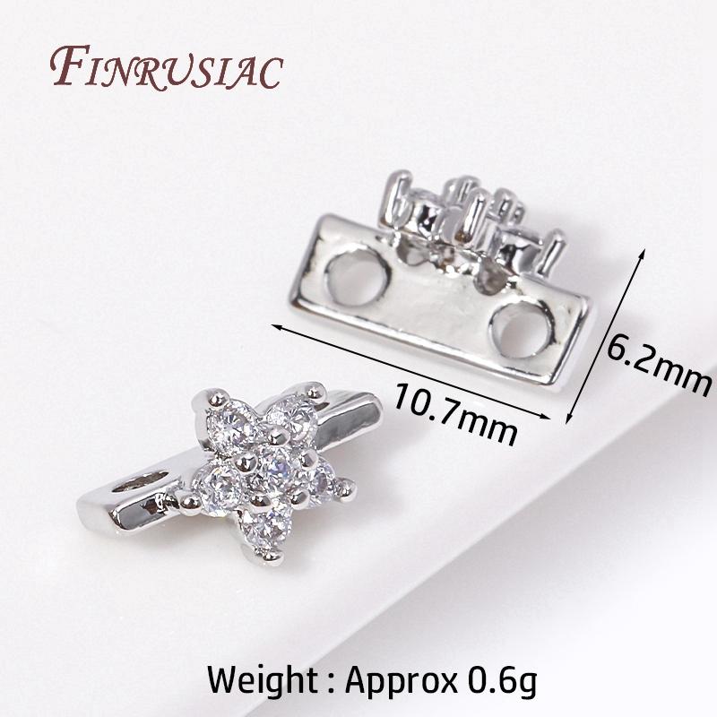 18K Gold Plated 2/3 Hole Separators For Beads,Inlaid Zircon Beads Separators,Handmade Decorative DIY Beading Jewelry Materials