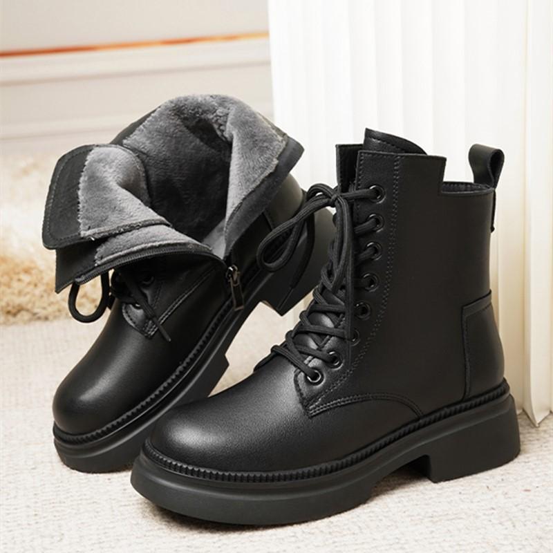Fashion AIYUQI Ankle Boots Ladies 2025 New Genuine Leather Retro Platform Women Rider Boots Natural Wool Ladies Booties
