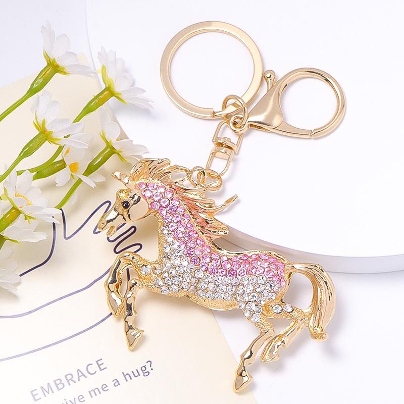 Colorful Rhinestone 3D Tiger Keychain and Metal Backpack Accessory