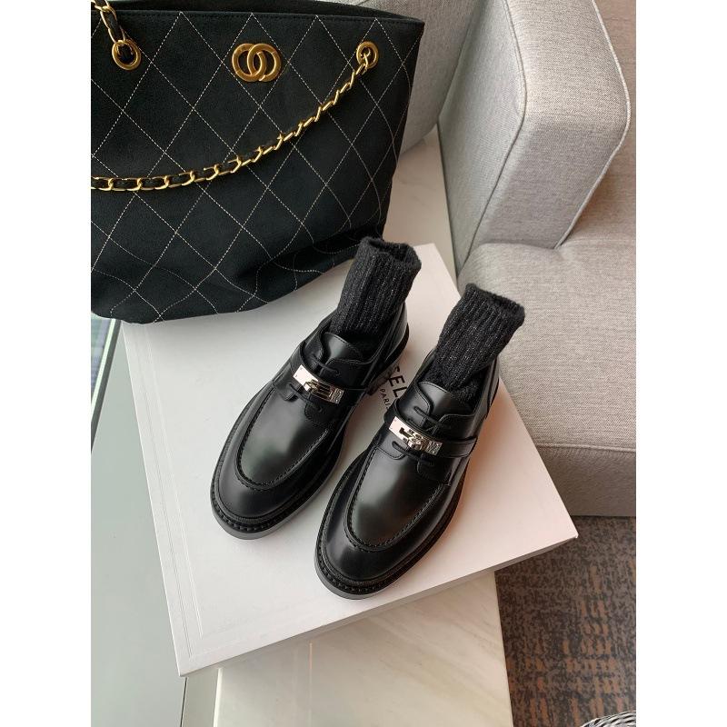 Grape Mother Same Style~ Cowhide Version~ Autumn New British Silver Buckle Loafer Single Shoes Platform Thick Heel Oxford Small Leather Shoes Women