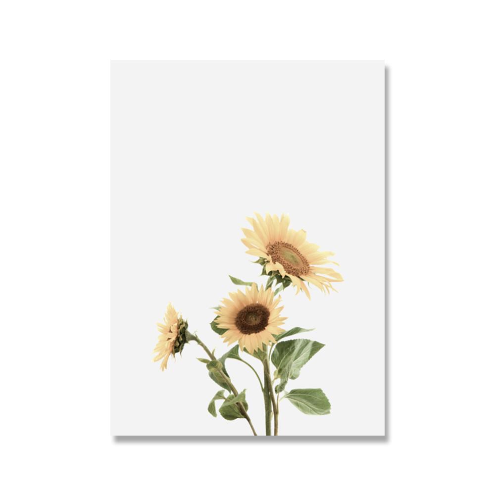 Sonnenblumen Wandkunst Leinwandmalerei Gelbe Blütenblätter Kunst Nordische Poster und Drucke Aquarell Wandbilder für Wohnzimmerdekor