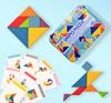 Children's Wooden Colorful Tangram Iron Box Storage Jigsaw Puzzle Puzzle Early Education Intelligence Number Letter Wooden Toys
