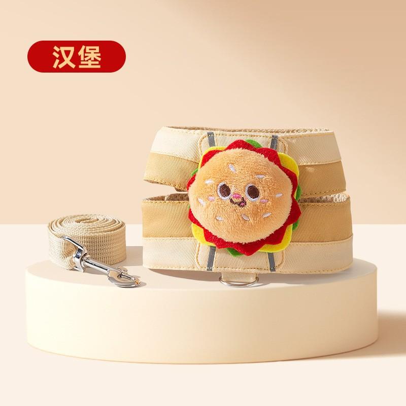 Pet self-backpack leash cute going out dog Bigbear Teddy small dog chest back anti-break free leash