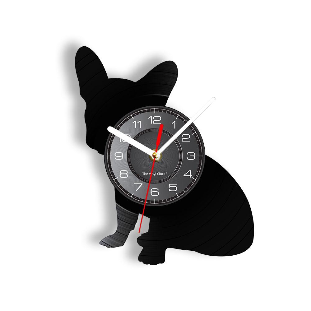 French Bulldog Couple Wall Art Home Decor Wall Clock Made Of Vinyl Record Modern Puppy Dog Wall Clock Dog Breed Dog Owners Gift
