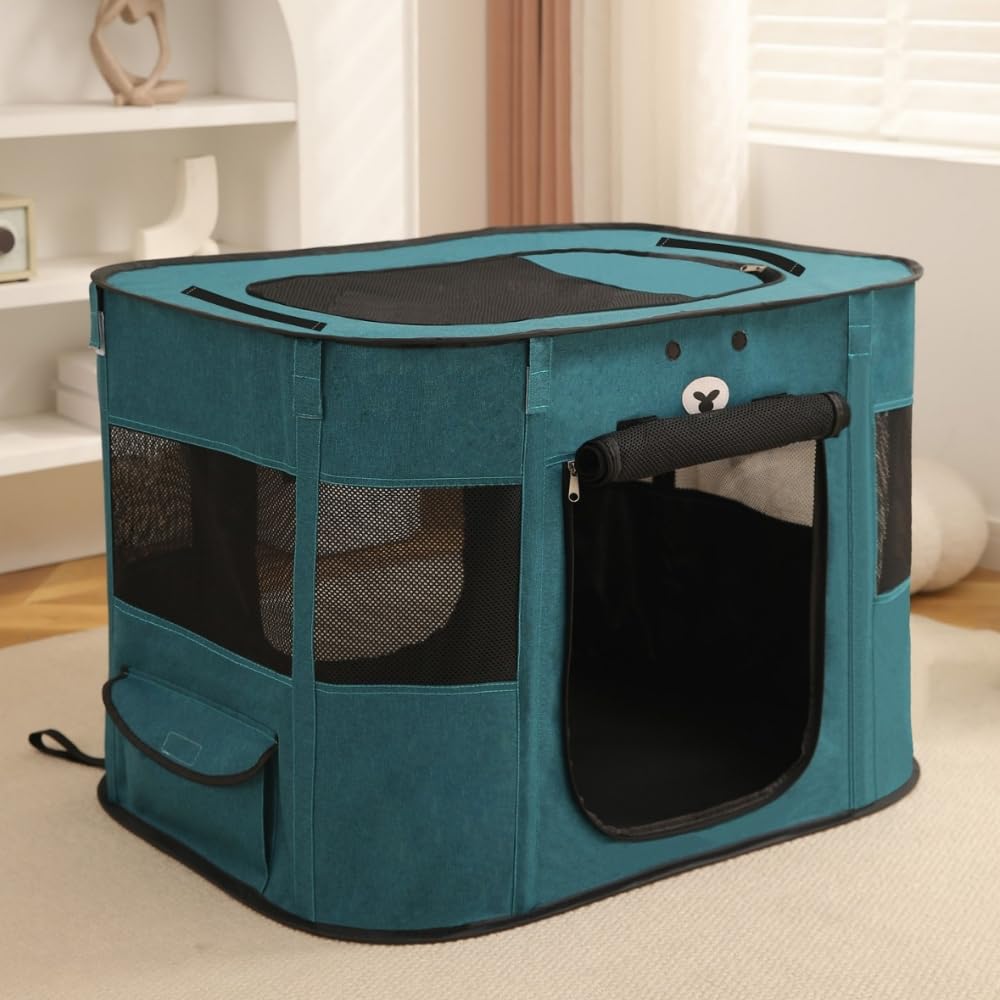 Benebomo Rectangular Foldable Pet Playpen with Storage for Cats and Easy with Mesh Suitable for Indoor and Outdoor Use Bag, Dogs, Assembly, Roof,