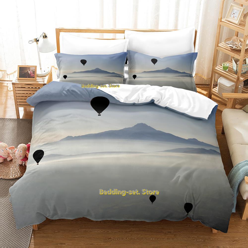 Comforter Air Balloon Bedding Set Single Twin Full Queen King Size Bed Set Adult Kid Bedroom Three-Piece Suits 3D Anime Bed Sheet