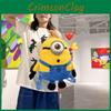 Large Capacity Plush Minion Backpack For Girls Cute Cartoon School Bag