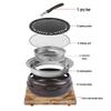Round Stainless Steel Charcoal Grill for Home and Commercial Use - Japanese Yakiniku Style, Enclosed Design for Tea Boiling