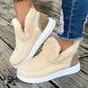 Women's Winter Ankle Boots - Slip-On Boots with Non-Slip PU Sole, Thick Cushioned insole Faux Fur-like collar - Cold Weather Shoes for Everyday