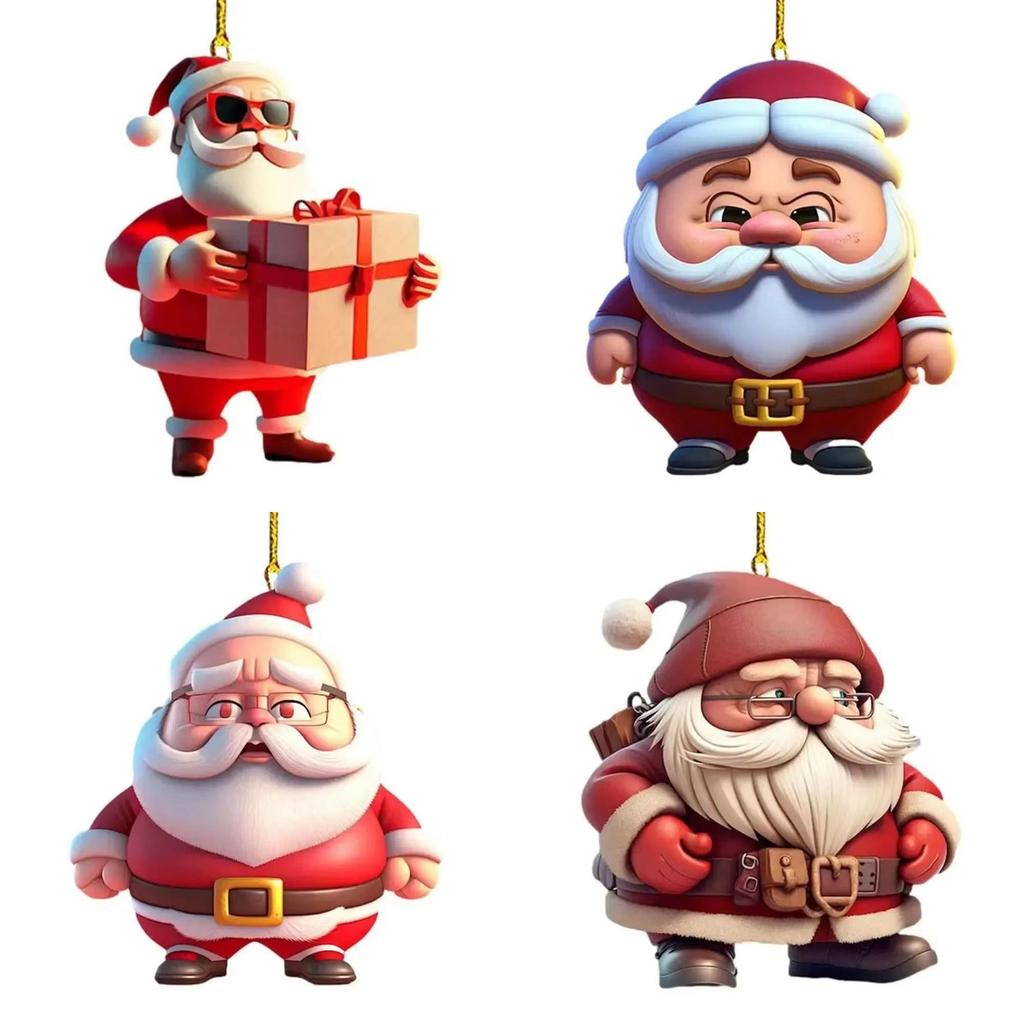 Christmas Themed Santa Claus Pattern Acrylic Pendant For Auto Interior Decor