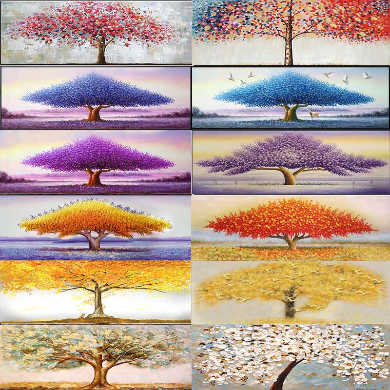Abstract Tree of Life Oil Canvas Painting Landscape Posters and Prints Wall Art Pictures Cuadros Living Room Home Decor No Frame