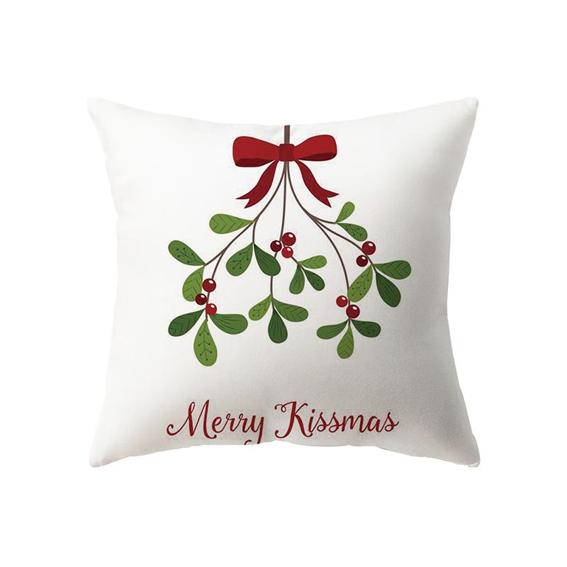 Merry Christmas Cute Santa Claus Print Pattern Cushion Cover Home Living Room Sofa Decoration Polyester Pillow Pillow Cover