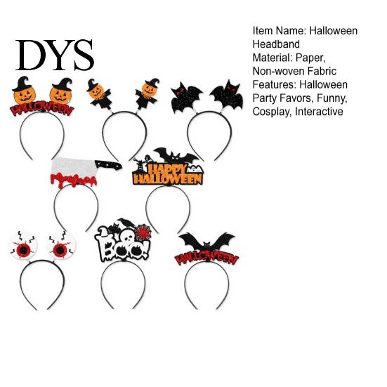 Reusable Festive Props 8 Pcs Halloween Headband for Kids Adults, Glitter Pumpkin Eyeball Bat Hairband Costume, Cosplay Party Favors Festival
