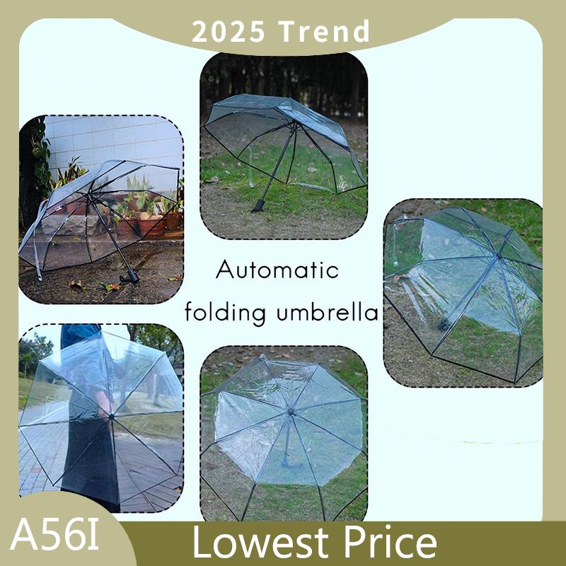 ABDD Transparent Umbrella Automatic Umbrella Rain Women Men Sun Rain Auto Umbrella Compact Folding Windproof Style Clear Umbrell