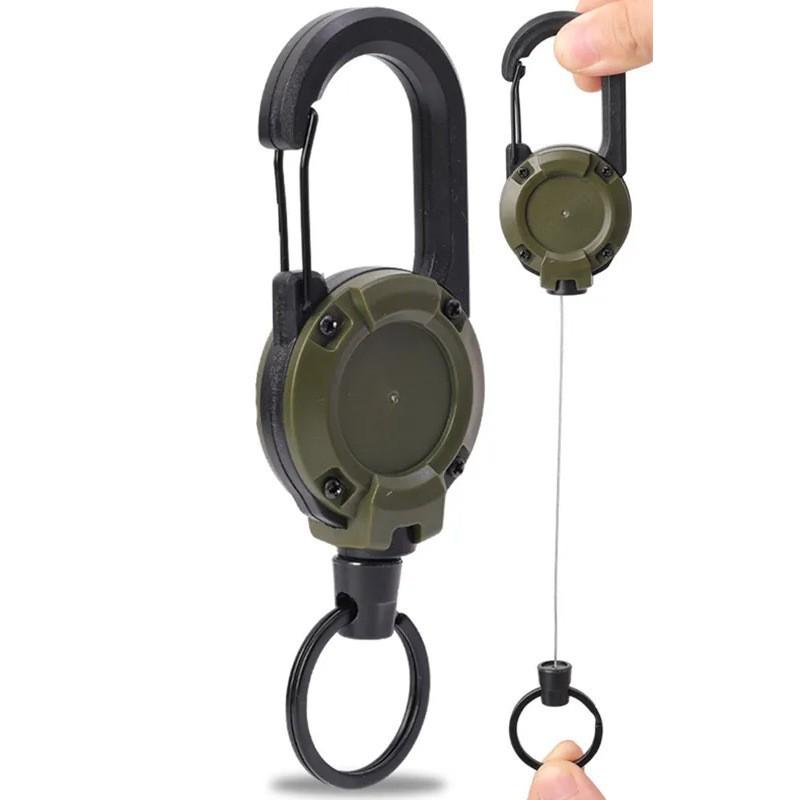 1Pc Backpack Tactical U-shaped Easy-pull Buckle Keychain Retractable Simple Black Outdoor Portable Steel Wire Four-color Spring Buckle