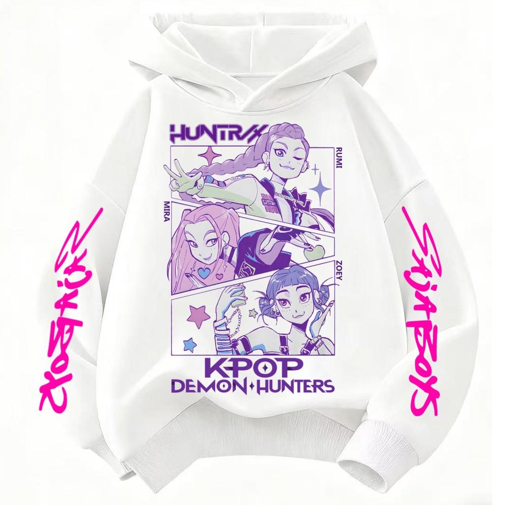 KPop Demon Hunters Huntrix Hoodie Kids Hooded Sweatshirt Baby Girls Pullover Hoodies Boys Outerwear Children's Clothing