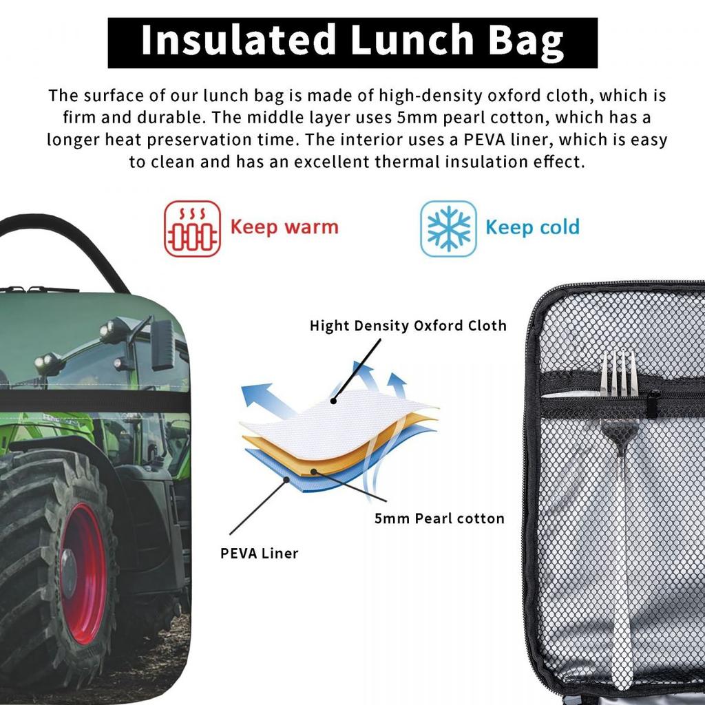 Bauernhoftraktor Fendt Isolierte Lunchtasche für Damen Kinder Auslaufsichere Lebensmittelboxen Thermische Lunchbox Tragetasche